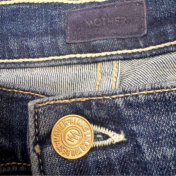 MOTHER Insider Crop Step Fray Blue Denim Jeans Love on the Edge Heart Size 27 - Picture 12 of 16